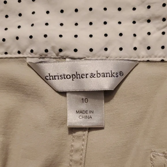 Christopher & Banks Color Tan Khaki Capri Pants Women's SIZE 10 Stretch - Picture 2 of 11